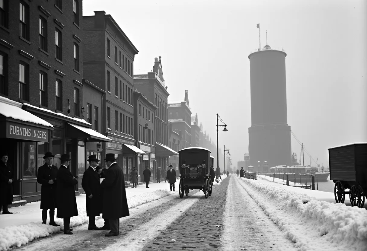 The giant metal tank in Boston that burst in 1919, releasing a fifteen-foot wave of molasses that traveled at thirty miles an hour.