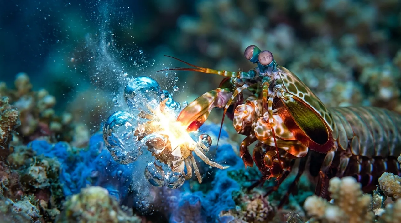This creature punches so fast, it boils the water around its fist. The mantis shrimp's strike creates temperatures hotter than the surface of the sun.