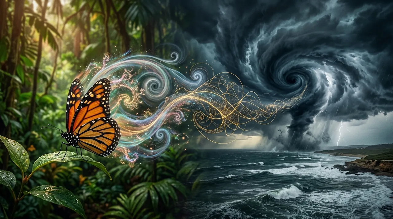 A butterfly flapping its wings in Brazil can cause a hurricane in Texas. This isn't poetry - it's mathematics. It's called chaos theory, and it explains why the future is fundamentally unpredictable.