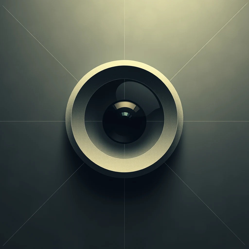 A circular lens-like object with concentric rings and a central dark area, set against a gradient background, symbolizes the Abbe sine condition concept.