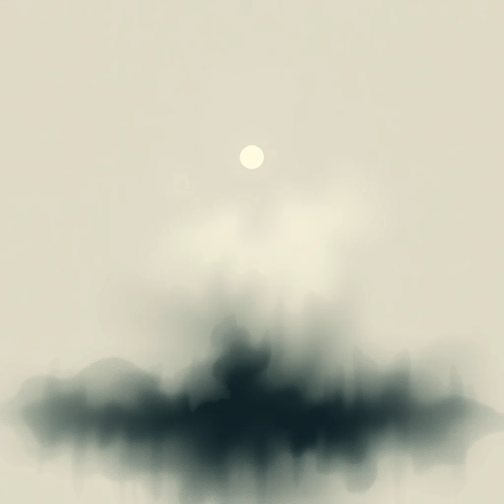 A serene landscape with a full moon rising over a misty horizon, reflecting in calm waters below, symbolizing the concept of alkalosis.