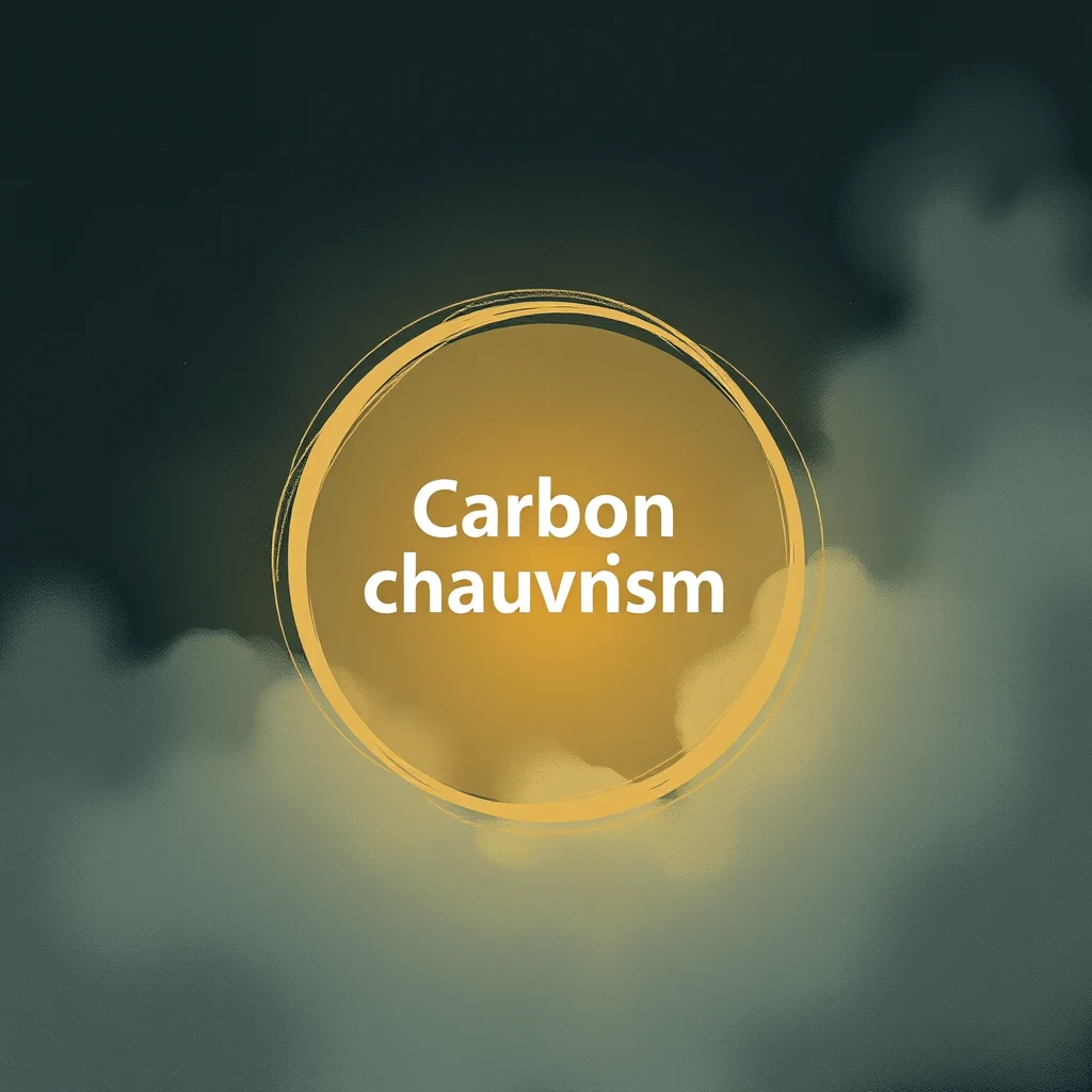 A glowing yellow circle with the text "Carbon chauvinism" in white against a dark, smoky background symbolizes the concept of assuming extraterrestrial life must be carbon-based due to Earth's life forms.