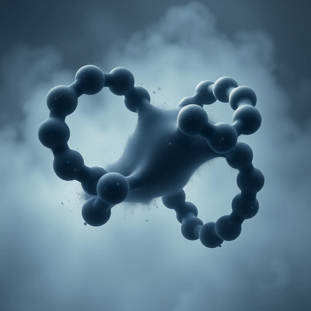 A molecular structure resembling a ring with interconnected spheres, symbolizing the concept of catenation, where elements form chains and rings through self-bonding.