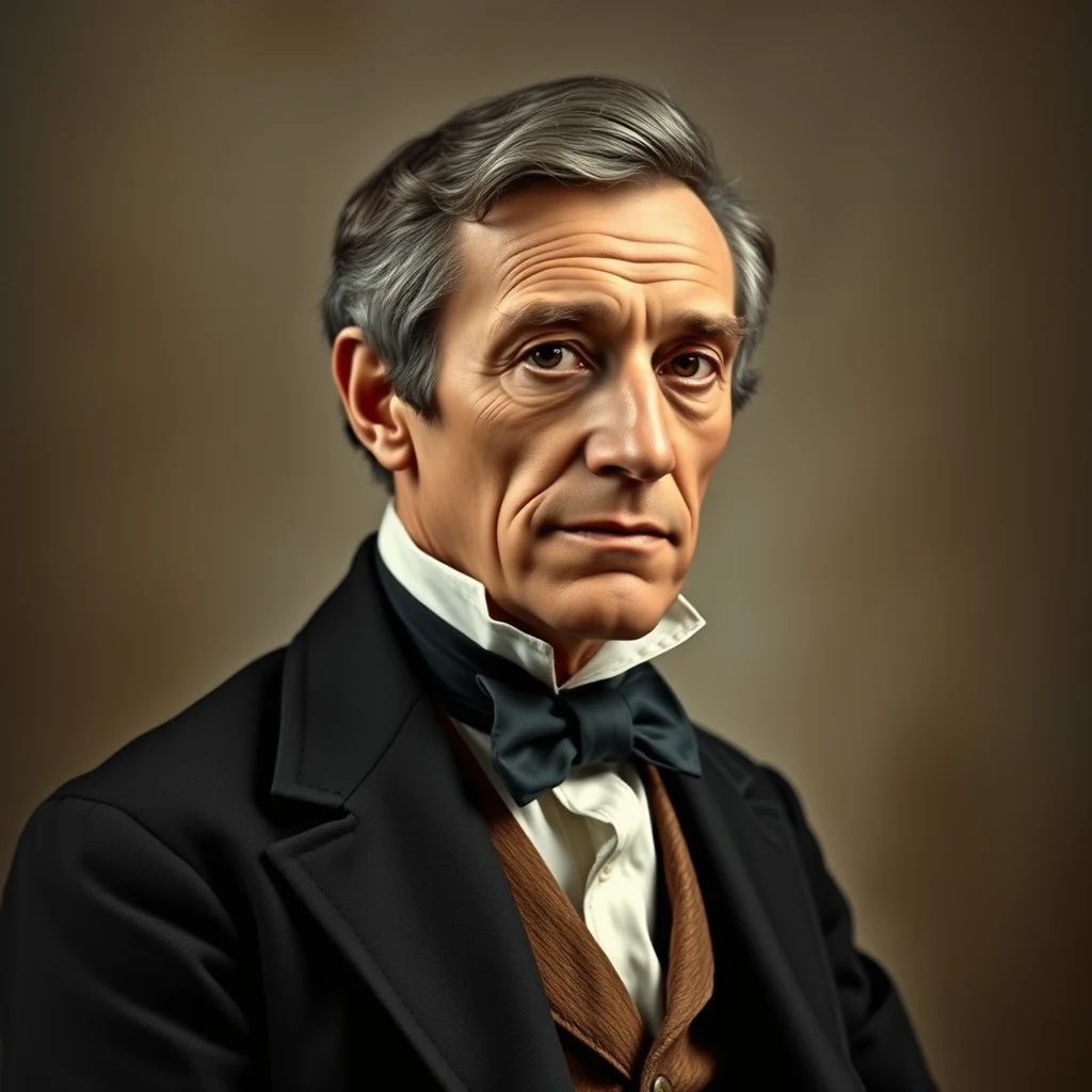 A man with gray hair and a serious expression wears a black suit jacket over a white shirt with a dark bow tie and a brown vest.