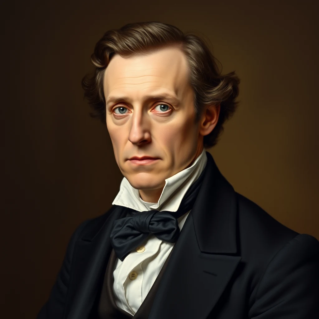 A portrait of Christian Doppler, wearing formal attire with a bow tie, set against a dark background.