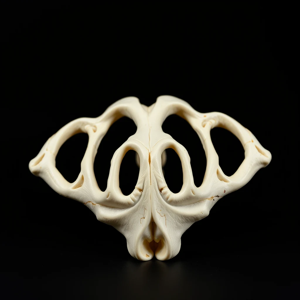 A coccyx, also known as the tailbone, is a small triangular structure composed of three to five fused vertebrae at the base of the human spine, visible in this image against a dark background.