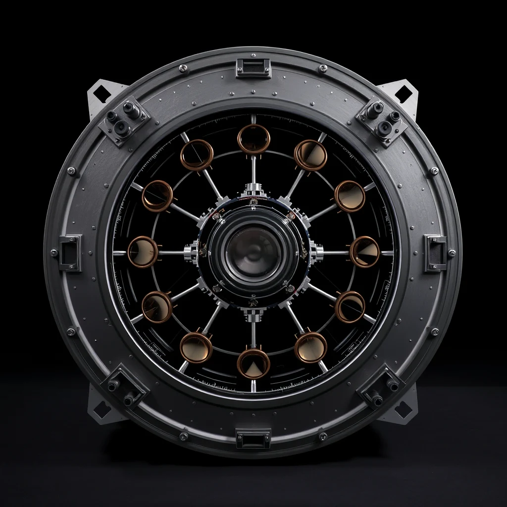 The image depicts the COSTAR (Corrective Optics Space Telescope Axial Replacement), a refrigerator-sized box installed in the Hubble Space Telescope during its 1993 servicing mission to replace an original science instrument.