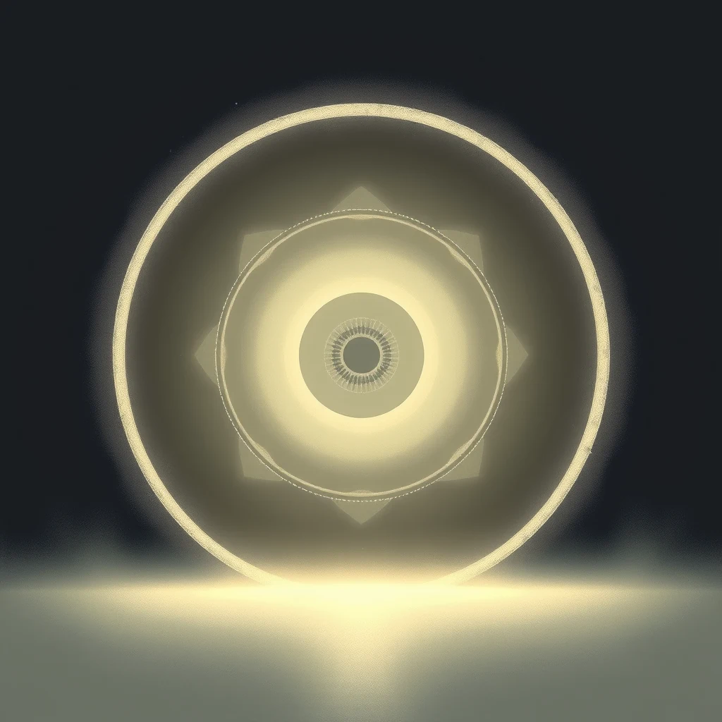 A concentric circular pattern with a glowing center and radiating lines, symbolizing the Debye length concept in plasma physics.