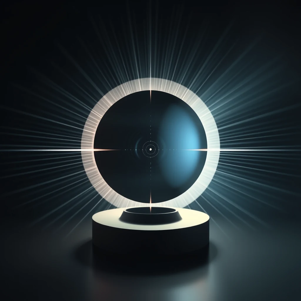 A circular object emits a bright, concentric ring of light against a dark background, symbolizing the concept of the diffraction limit in microscopy.