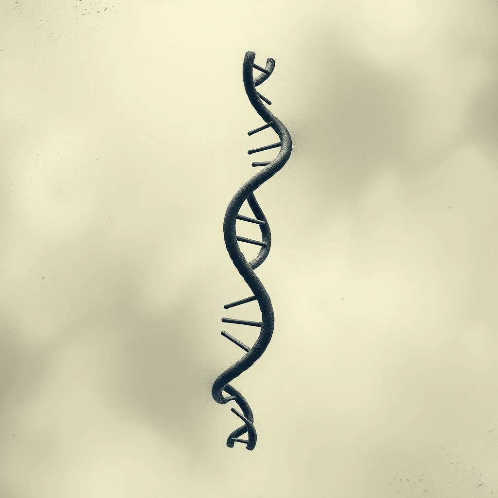 A black, three-dimensional model of a DNA double helix is shown against a light background, symbolizing the concept of Pol III, the bacterial DNA polymerase III enzyme.