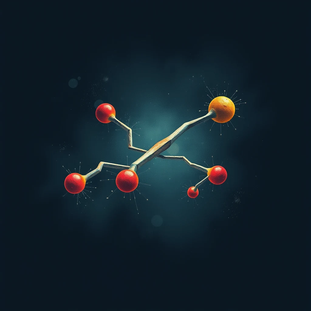 A molecular structure resembling dopamine, with red spheres connected by thin lines against a dark background, symbolizing its role as a neurotransmitter and precursor to other hormones.