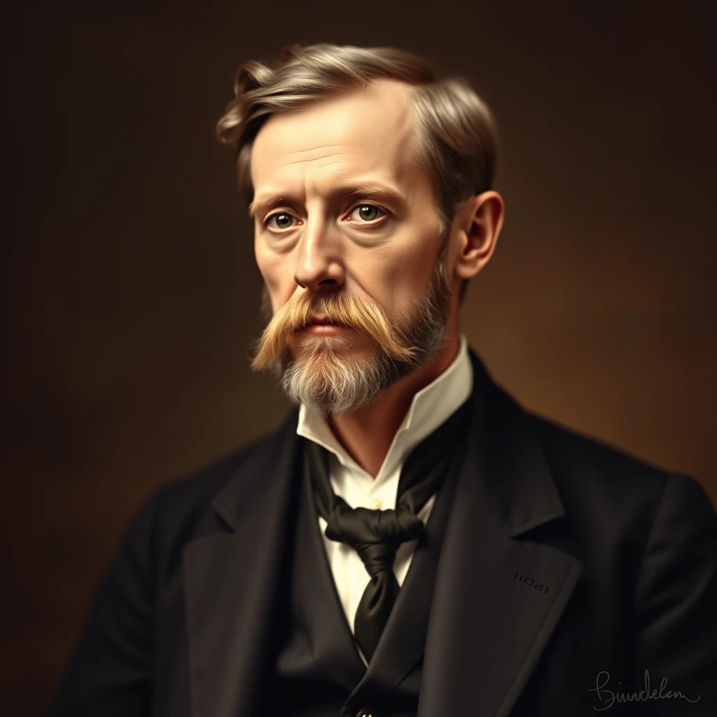 A portrait of Emile Berliner, wearing formal attire with a bow tie, set against a dark background.