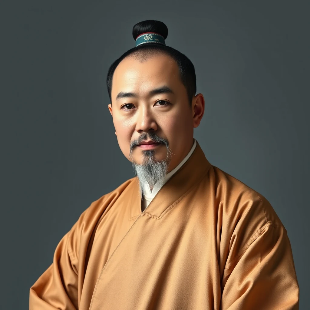 Fan Ye, a fifth-century Liu Song historian, is depicted wearing traditional attire with a bun hairstyle, symbolizing his historical significance in compiling the Book of the Later Han.