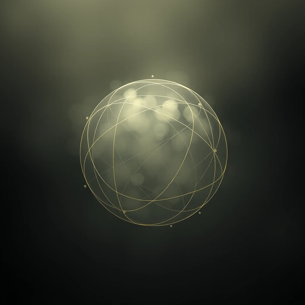 The image depicts a geometric representation of a free group, featuring overlapping circles and connecting lines against a dark background, symbolizing the concept of algebraic structures without imposed relations.