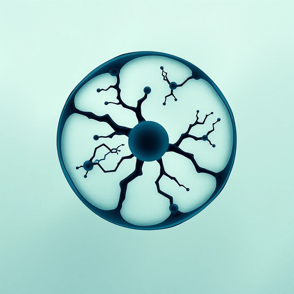A circular illustration depicts a molecular structure resembling a neuron with branching extensions, symbolizing the concept of haemocyanin, a copper-bearing protein that functions similarly to haemoglobin in transporting oxygen.