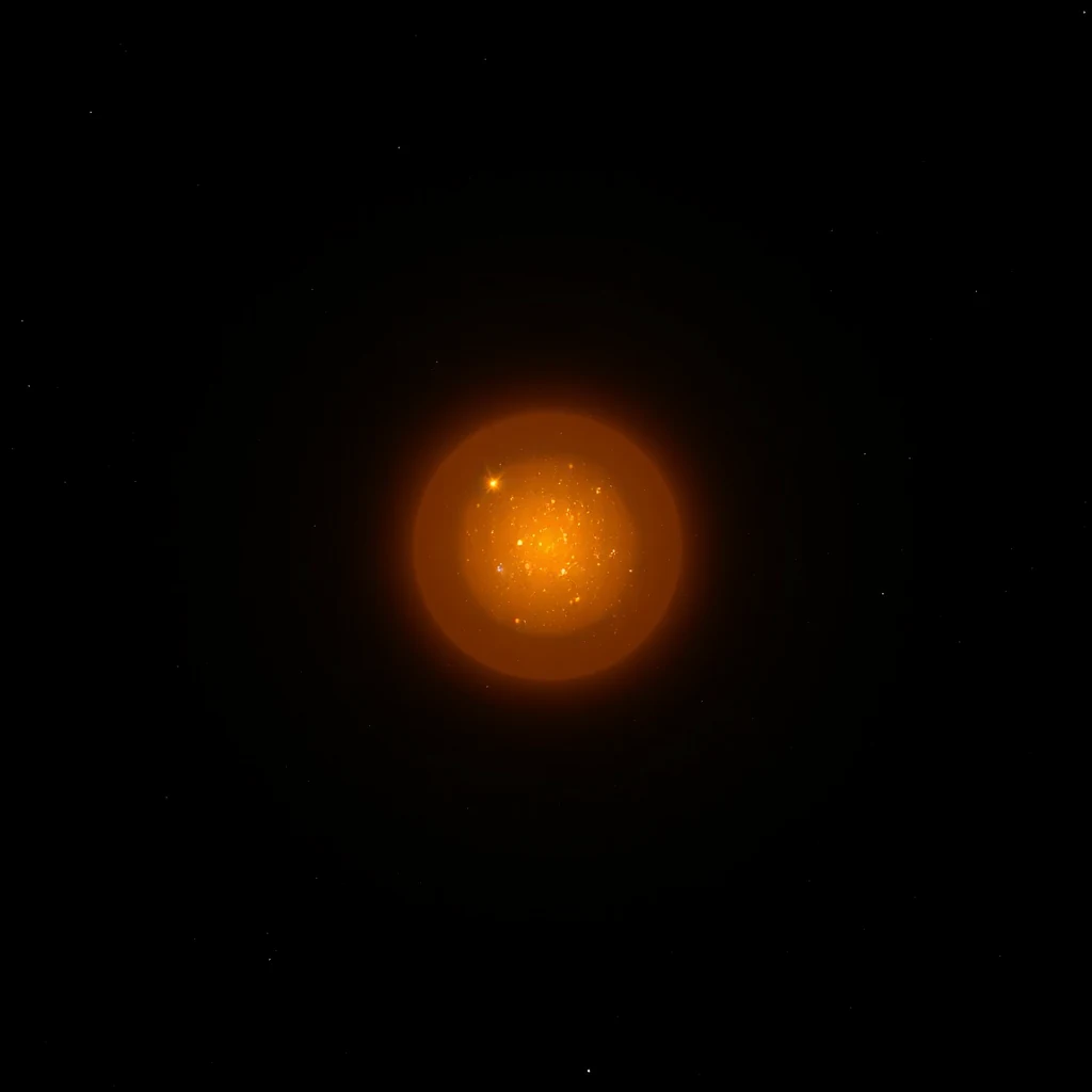 A glowing orange star with a bright core and a faint outer glow, set against a dark, star-speckled background, representing the isolated G-type star HD 84406 in Ursa Major, chosen for the James Webb Space Telescope's first alignment due to its brightness and isolation.