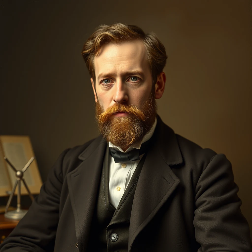 A man with a neatly groomed beard and mustache, dressed in formal attire, sits against a dark background, exuding an air of scholarly respectability.