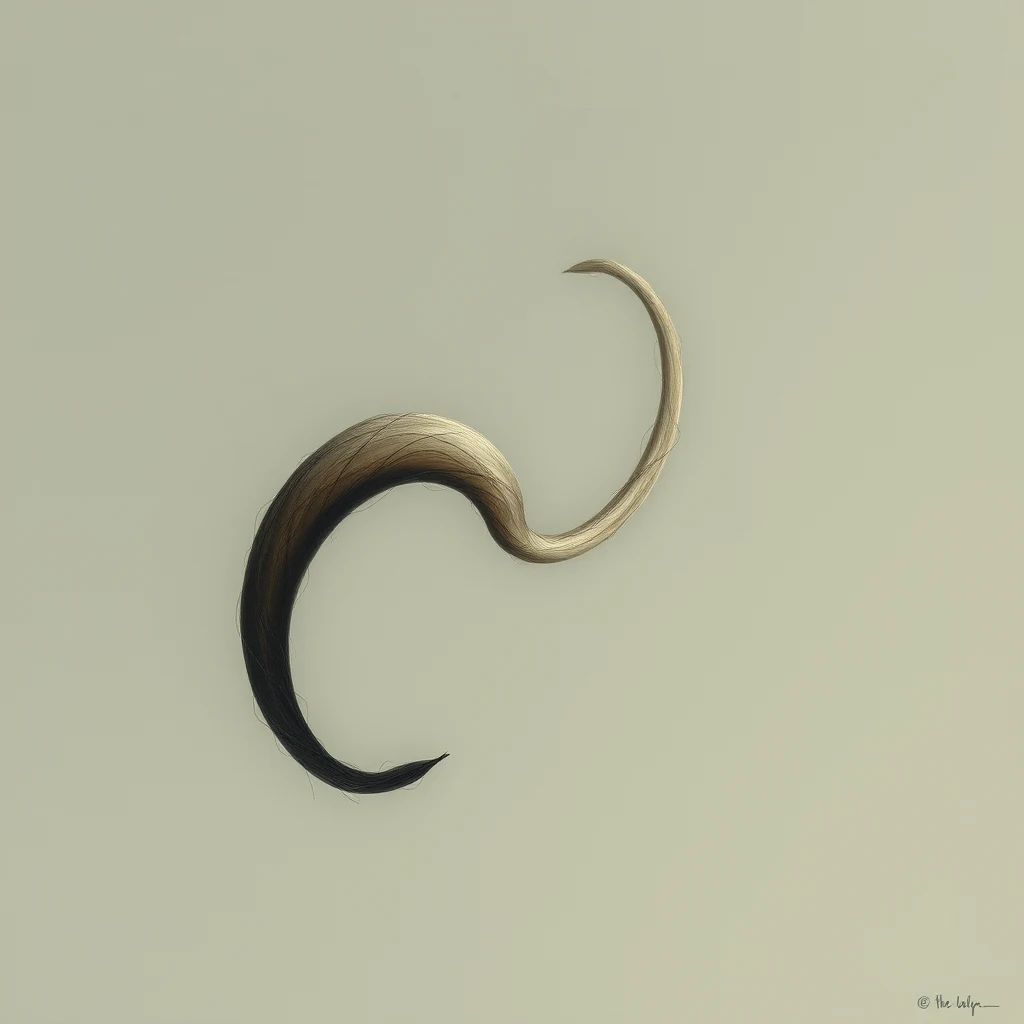A human tail with a gradient from dark to light brown, coiled in a spiral shape against a neutral background.
