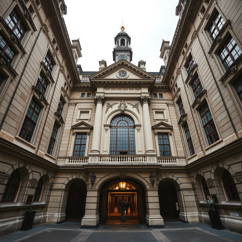 A grand, historic building with classical architecture features an arched entrance leading to a warmly lit interior, symbolizing the Institution of Civil Engineers' rich history and architectural significance.