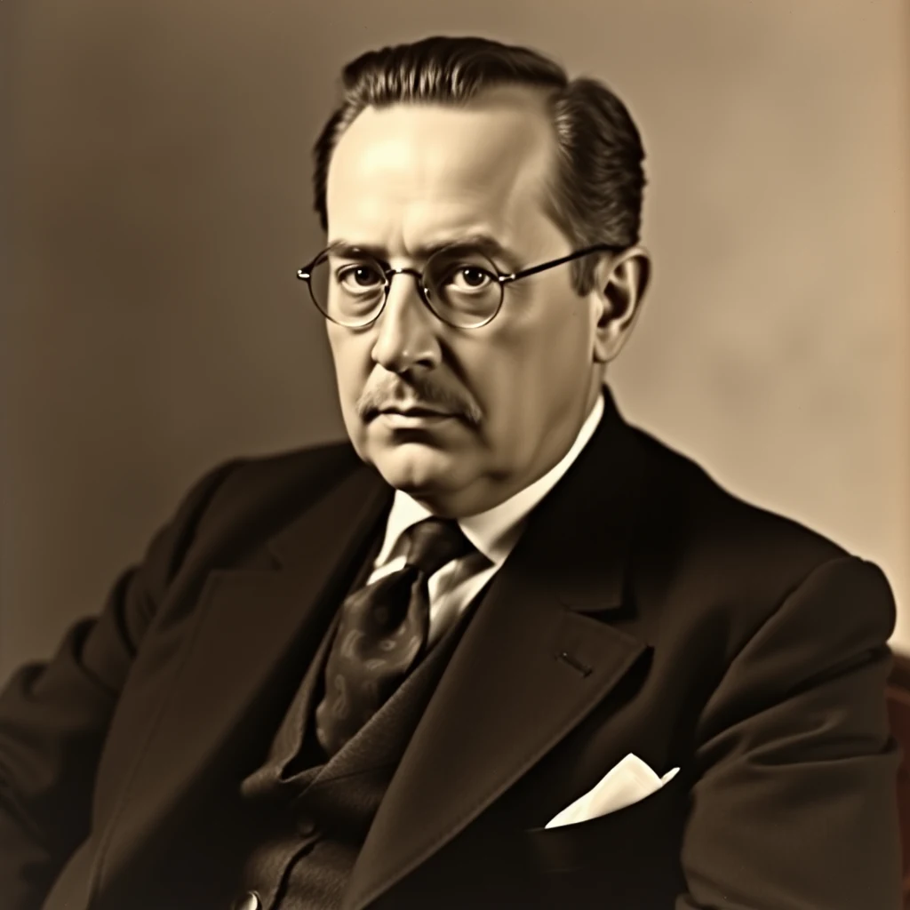 A sepia-toned portrait of John von Neumann, wearing a suit with a tie and pocket square, seated against a plain background.