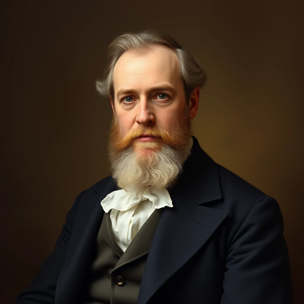 A formal portrait of Joseph Whitworth, an English engineer from the 19th century, wearing a dark suit with a white cravat, set against a dark background.
