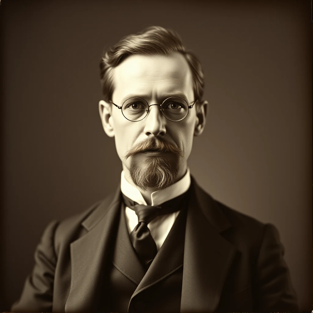 A sepia-toned portrait of Lawrence Joseph Henderson, an American biochemist and physiologist, wearing a suit and tie, with a serious expression and round glasses.