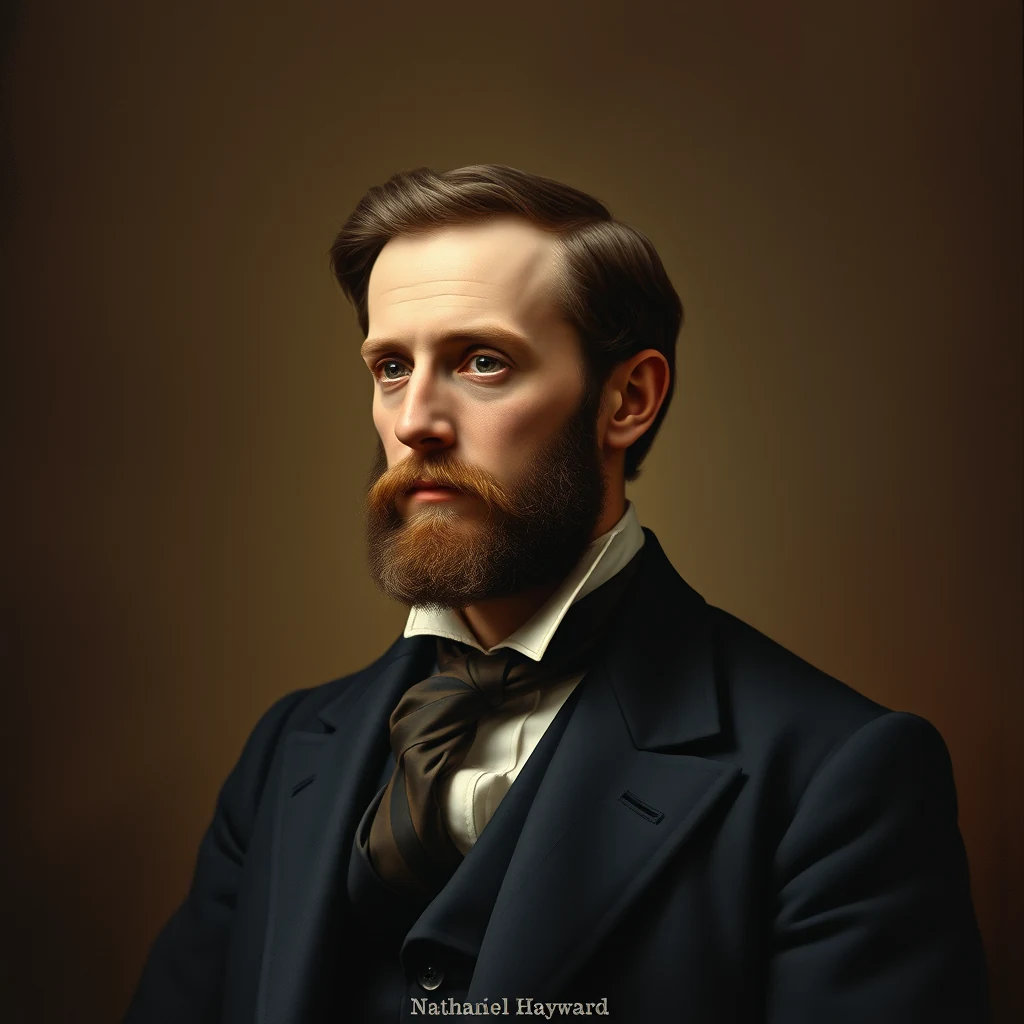 Nathaniel Hayward, an American rubber experimenter from 1808 to 1865, is depicted wearing formal attire, showcasing his historical significance in the development of vulcanized rubber through the use of sulfur.