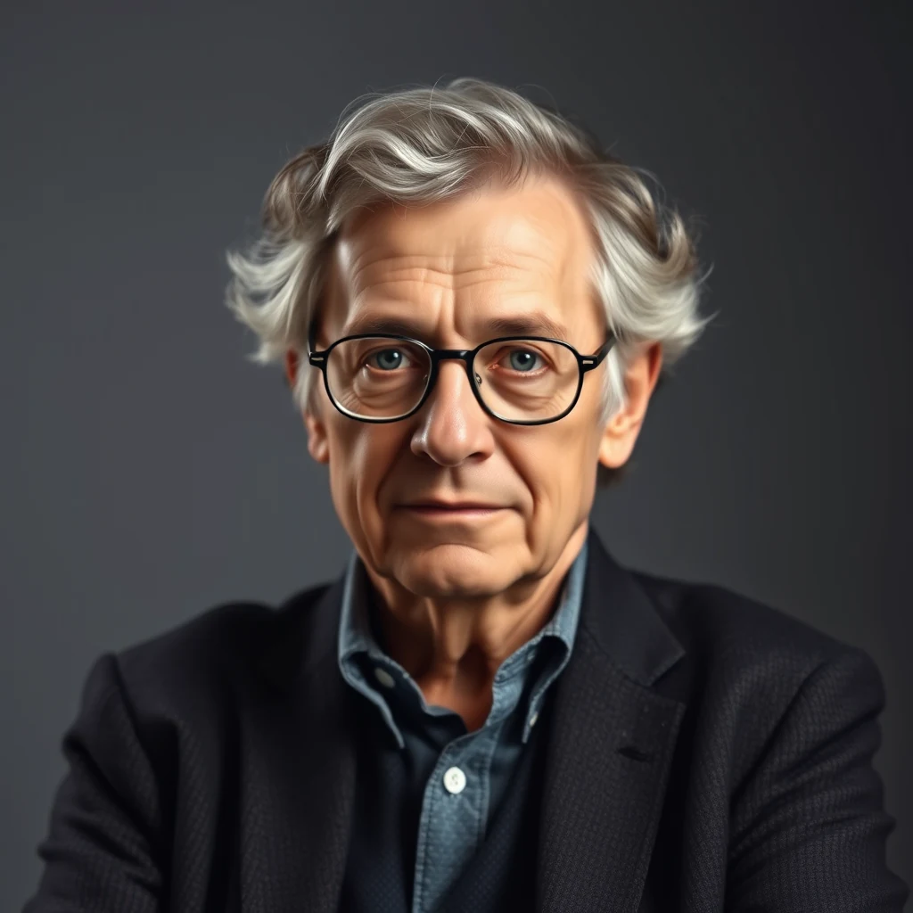 A man with gray hair and glasses, wearing a dark blazer over a blue shirt, stands against a neutral background.