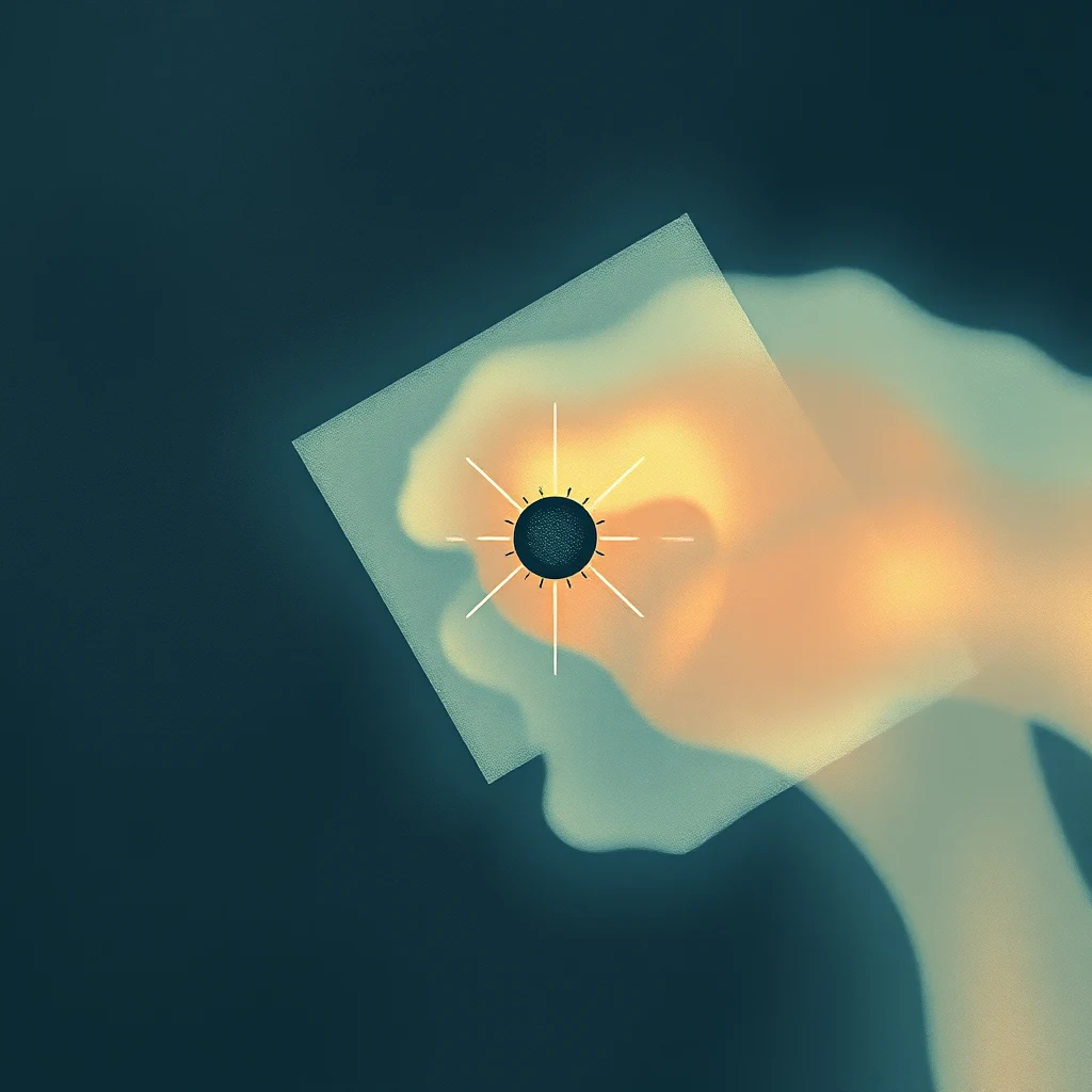 A person's head is shown with a glowing, pulsating effect emanating from their neck, symbolizing the physiological tremor, a low-amplitude, high-frequency involuntary oscillation.