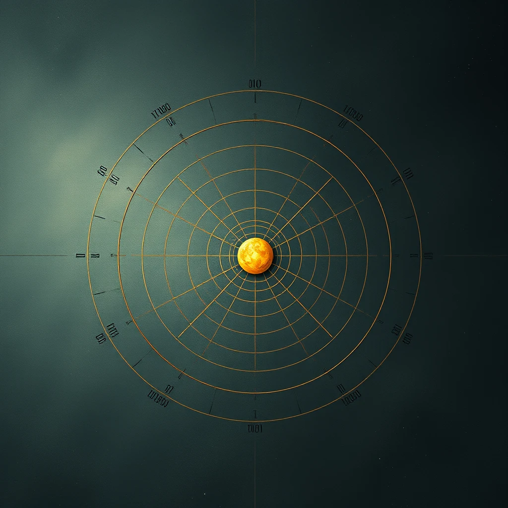 A circular diagram with concentric rings and labeled pulsar names encircles a central yellow sphere, representing the Sun's location relative to fourteen pulsars as depicted on the Pioneer plaques and Voyager record covers.