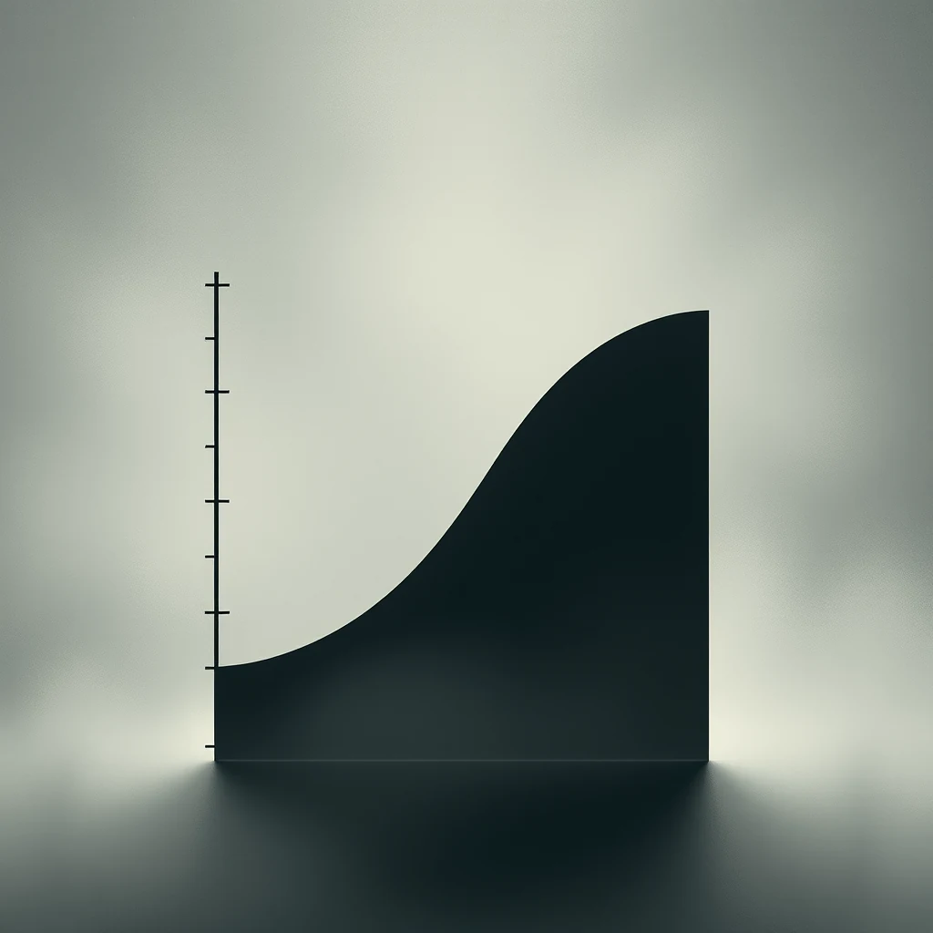 A dark, curved shape resembling a bell curve is depicted against a gradient background, symbolizing the concept of regression to the mean.