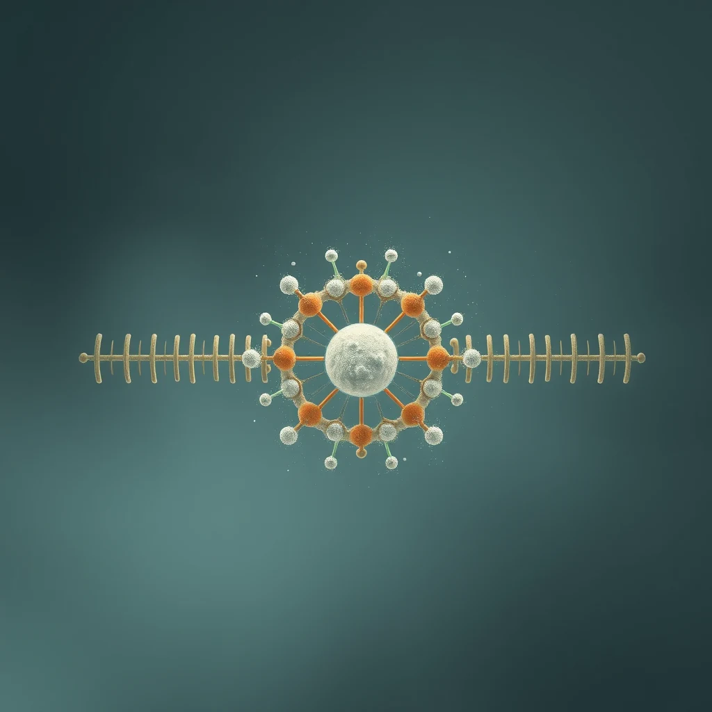 The image depicts a molecular structure representing the sodium-potassium pump, a membrane protein that exchanges sodium and potassium ions across cell membranes using ATP.