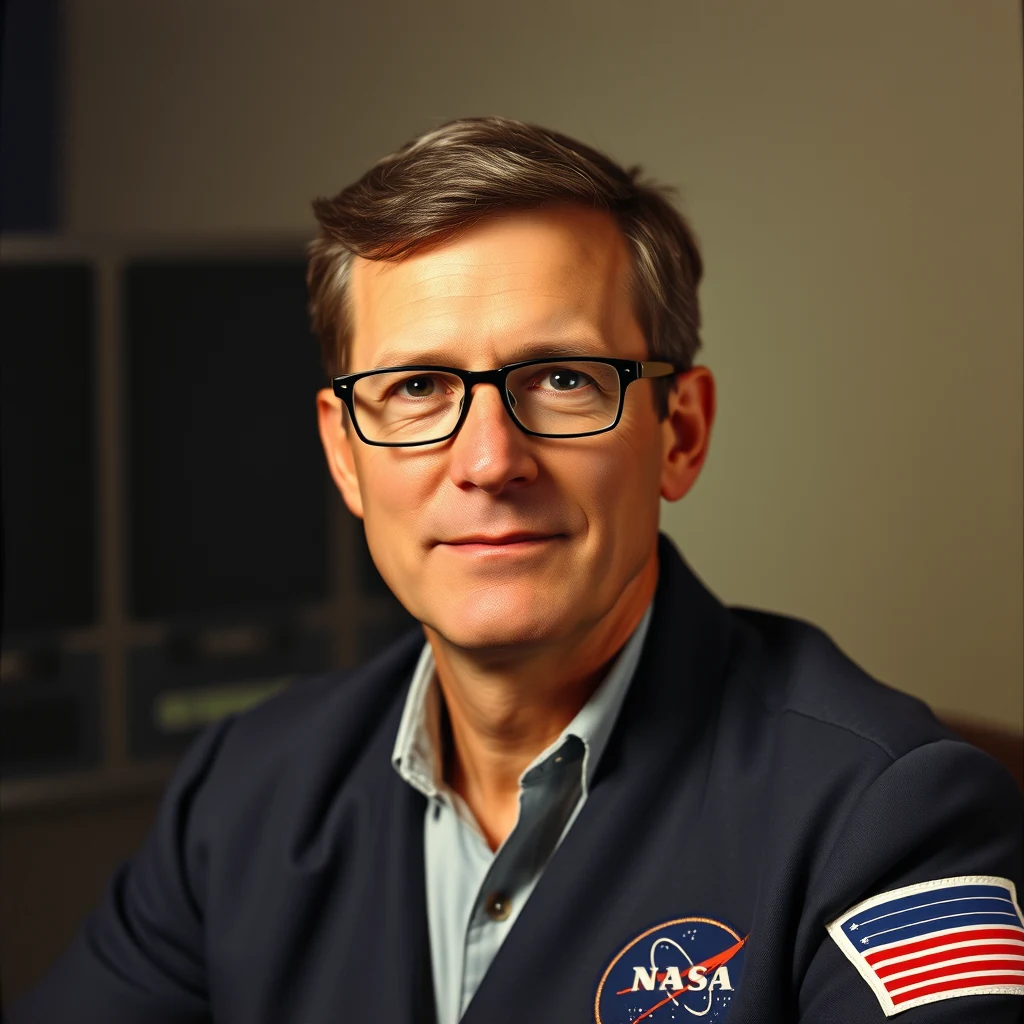 Steve Bales, wearing a NASA jacket with an American flag patch, sits in a professional setting, exuding a sense of authority and expertise.
