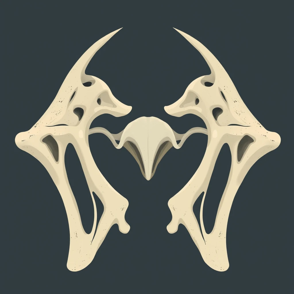 The image depicts a skeletal structure resembling antlers, symbolizing a vestigial structure that has lost its original function over evolutionary time but remains as a reduced form.