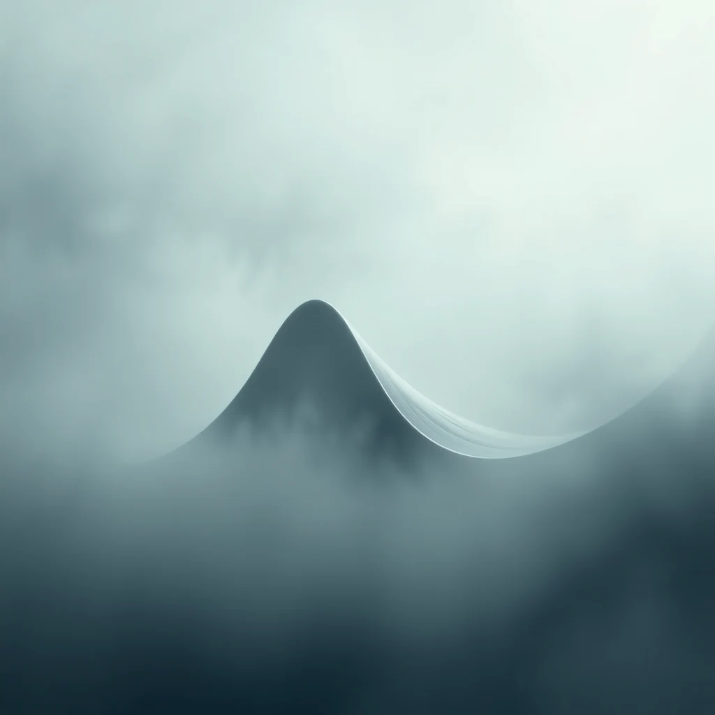 A wave-like structure emerges from a misty, ethereal environment, symbolizing the concept of a wavefunction in quantum mechanics.