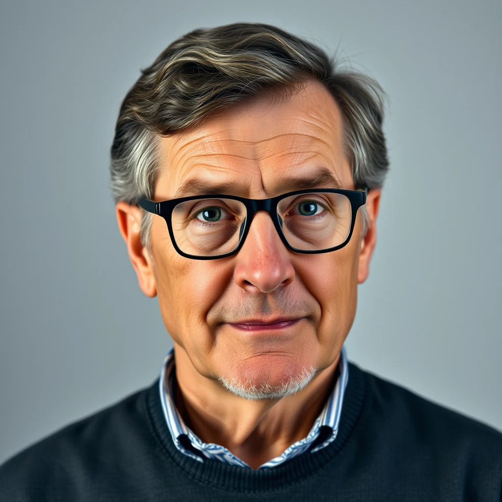 Wolfgang Wiltschko, wearing glasses and a dark sweater over a striped shirt, stands against a neutral background, showcasing his professional demeanor.